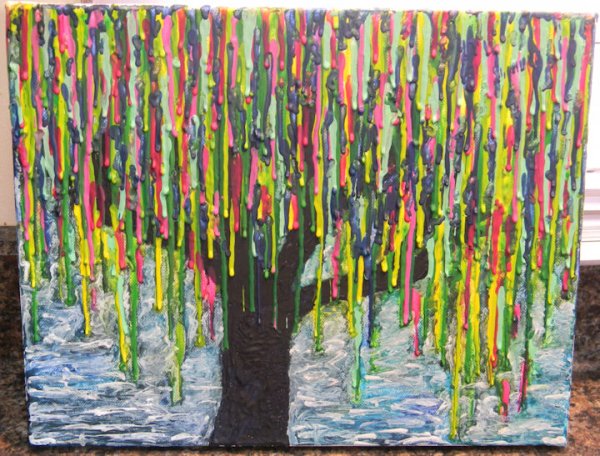 Картины расплавленными восковыми мелками