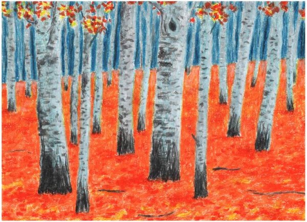 Осенний лес мелками