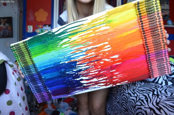 Восковые мелки и фен