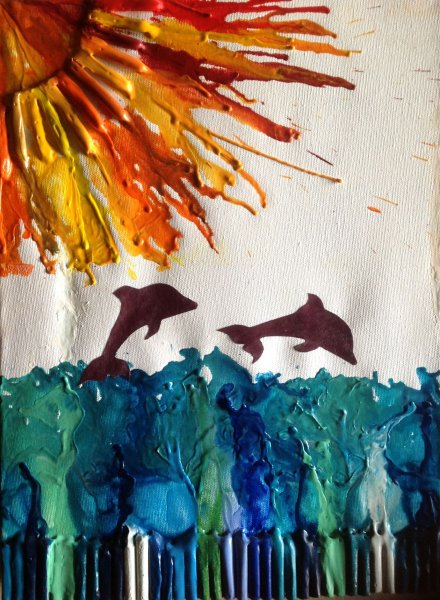 Восковые мелки и фен