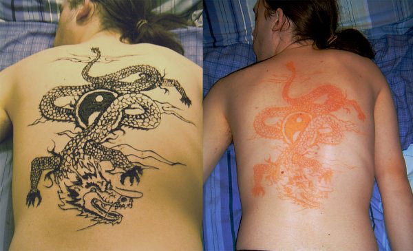 Мехенди на спине дракон