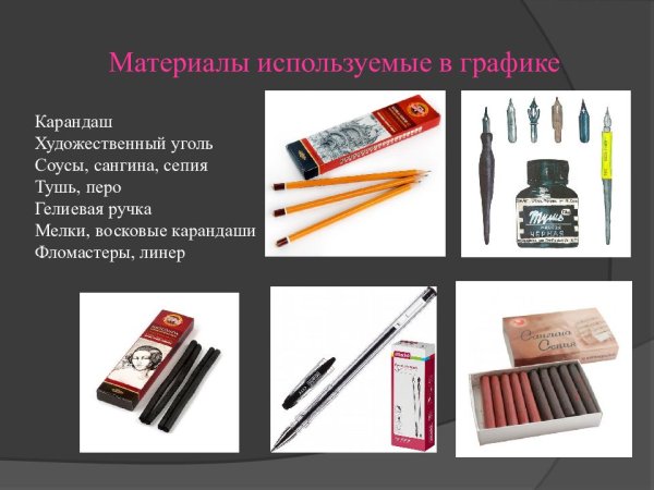 Художественные материалы, используемые в графике: