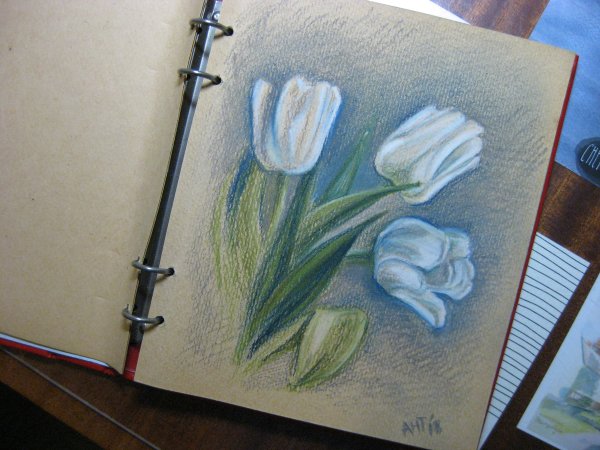 Рисование пастелью на крафт бумаге