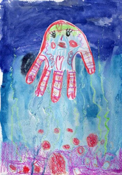 Рисование восковые мелки и акварель Звёздное небо