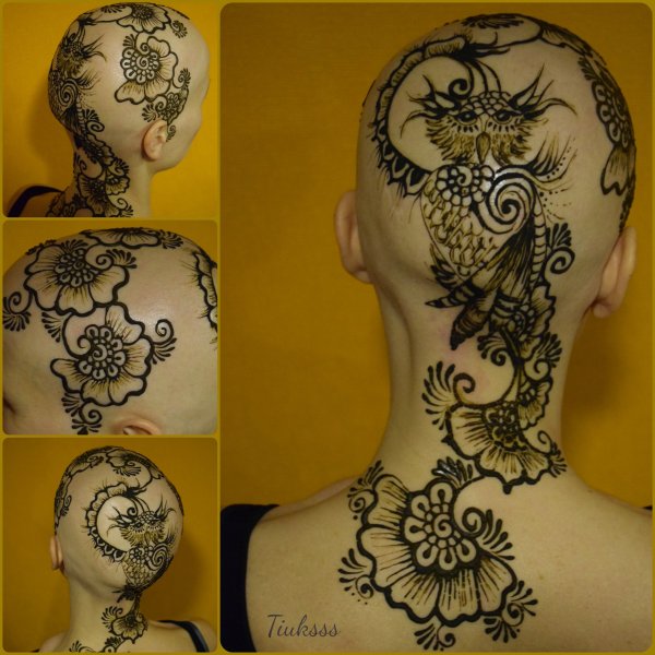 Тату хной на голове