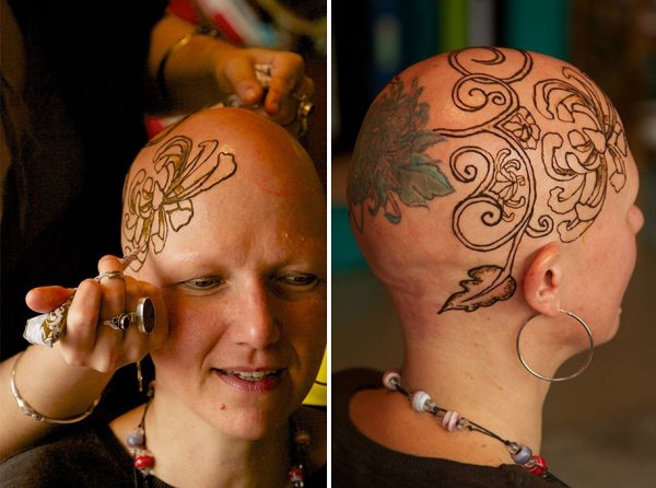 Тату на голове женские