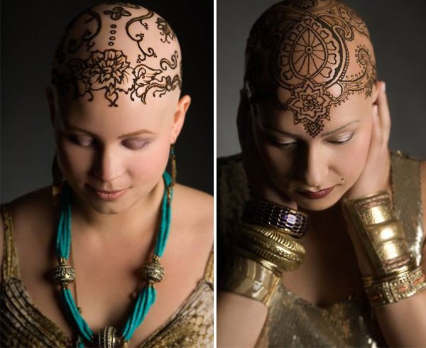 Мехенди на лысой голове