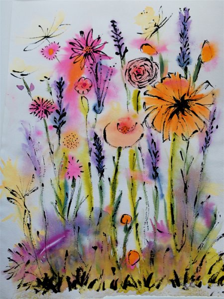 Рисование по сырому цветы