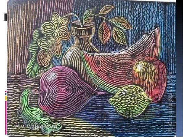 Техника рисования граттаж масляная пастель