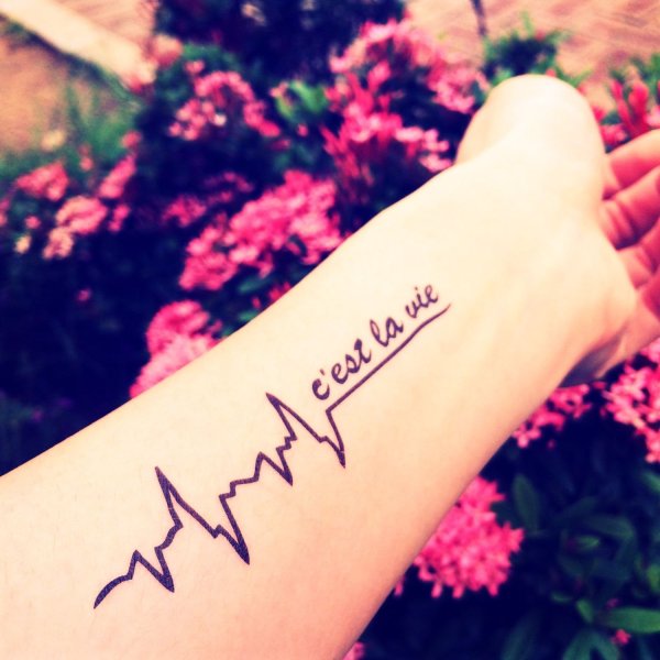 Тату пульс на руке