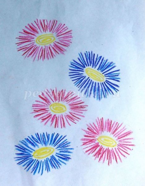 Рисование восковыми мелками цветы