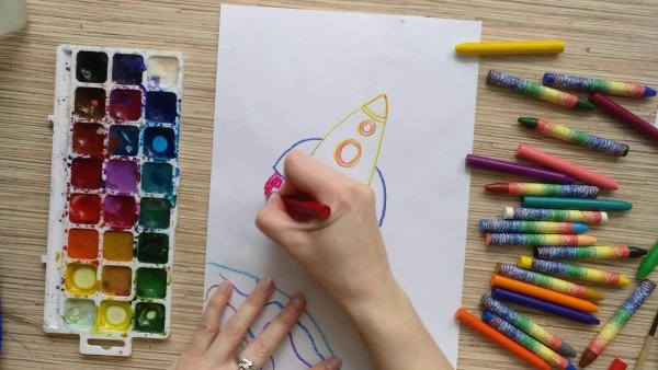 Восковые мелки и акварель