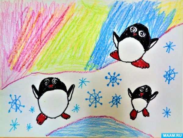 Рисование фломастерами для детей зимние