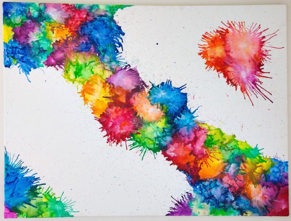 Восковые мелки и фен