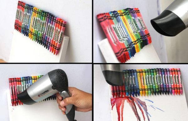 Восковые мелки и фен