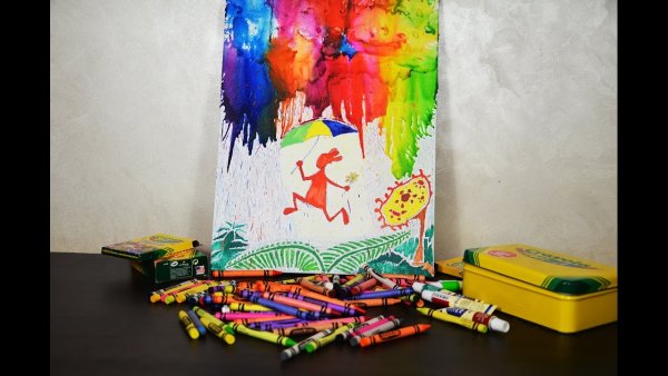 Картина из расплавленных восковых мелков