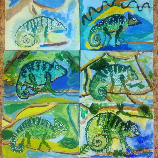 Восковые мелки и акварель