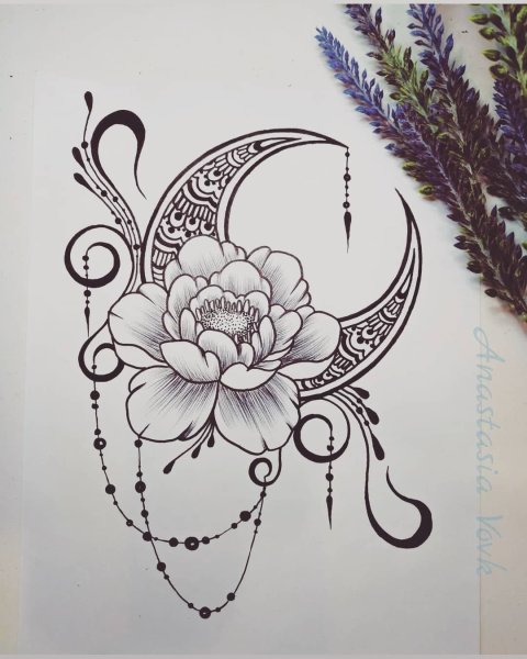 Лунница с лотосом эскиз