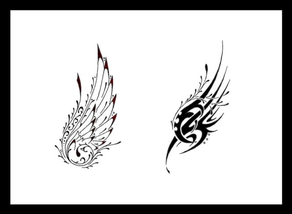 Эскиз тату Крылья на запястье