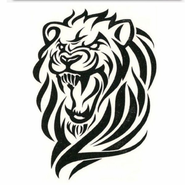 Тату Лев в стиле трайбл