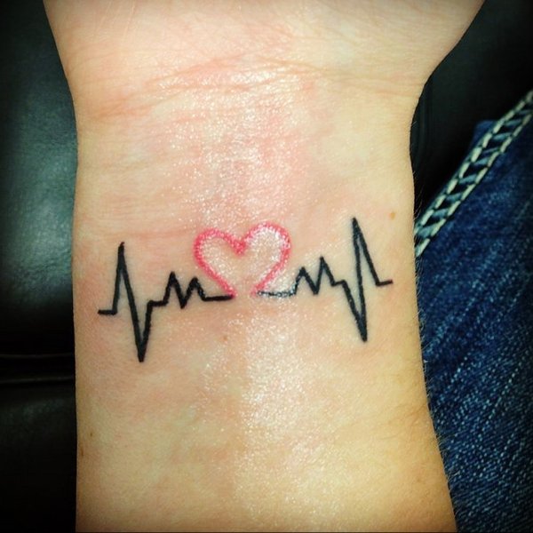 Тату в виде пульса на запястье