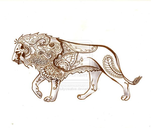 Лев декоративный рисунок