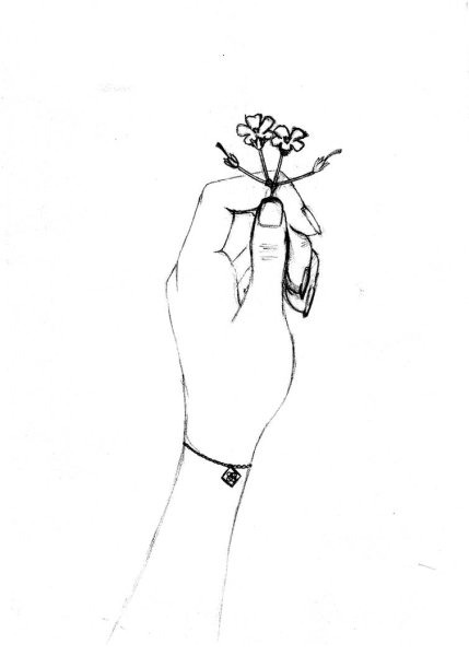 Нарисовать руку держащую цветок