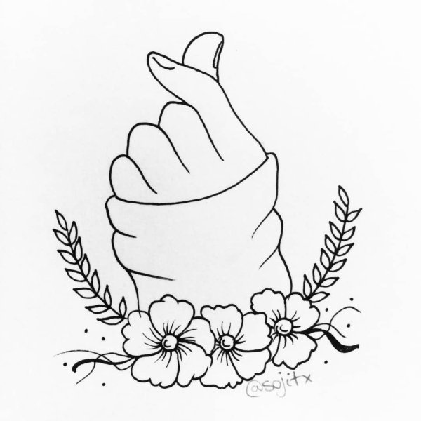 Рука с цветком для срисовки