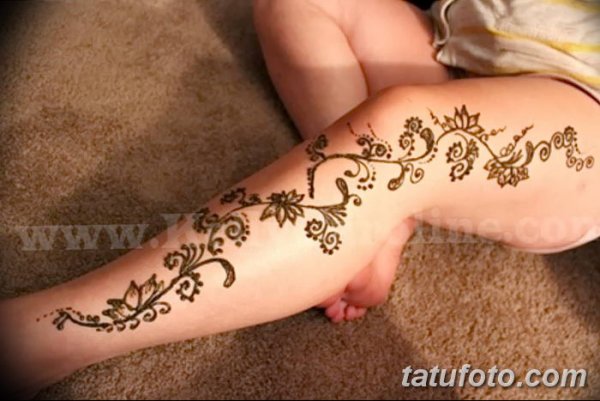 Рисунки на ногах от бедра до стопы хной