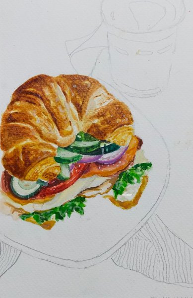 Круассан рисунок гуашью