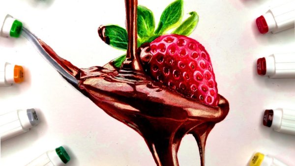 Клубника в шоколаде нарисованная