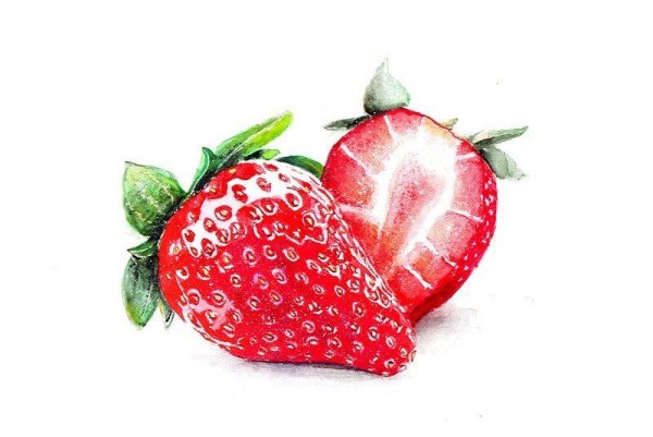 Капкейк с клубникой акварель