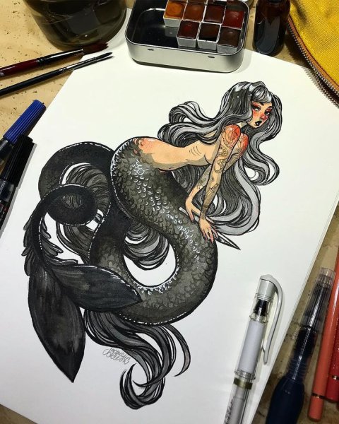Русалка в скетчбук