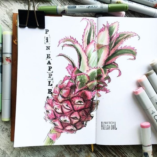 Скетчинг маркерами розовый