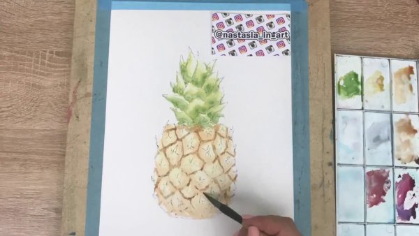 Скетчинг ананас маркерами