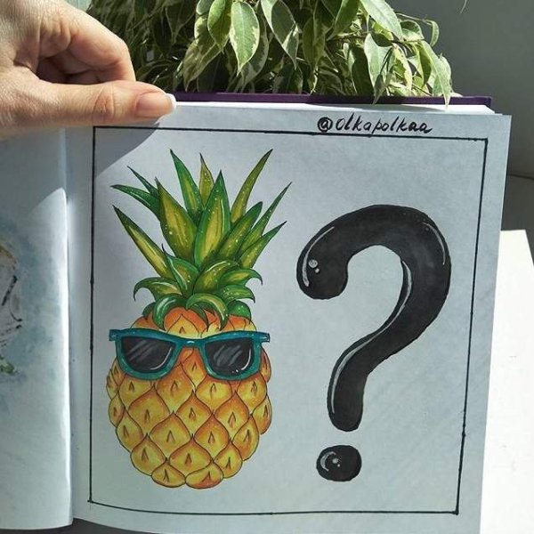 Ананас скетч маркерами