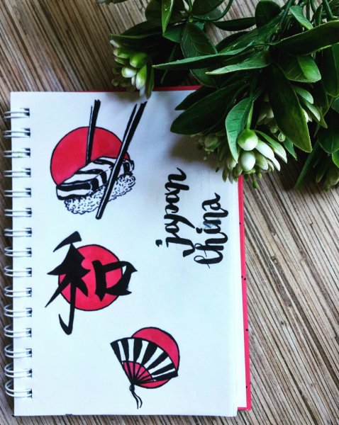 Рисунок в японском стиле фломастером