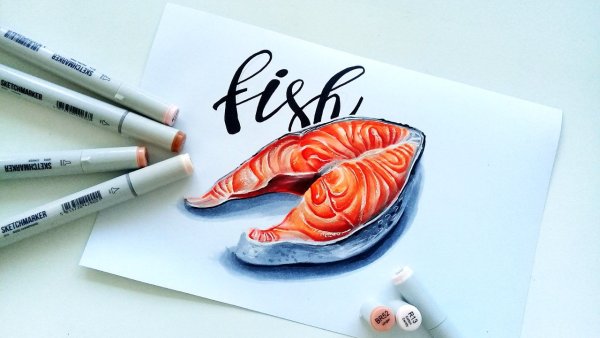 Скетчинг маркерами для начинающих суши