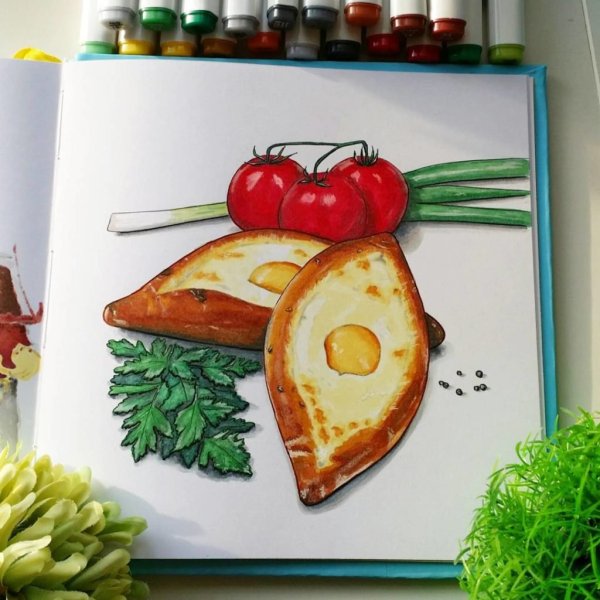 Завтрак скетч маркерами