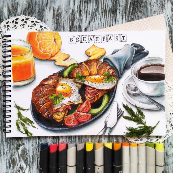 Скетчинг маркерами кофе