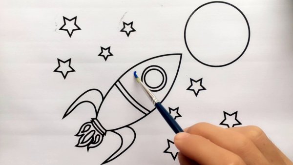 Ракета рисунок фломастерами