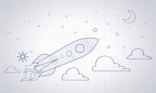 Ракета рисунок маркером