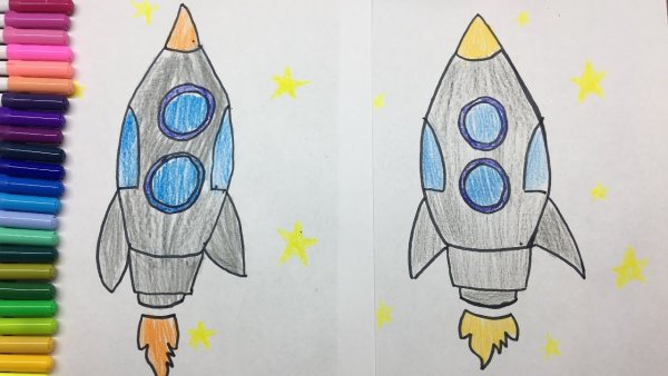 Ракета рисунок фломастерами