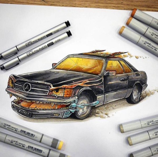 Реалистичные рисунки маркерами