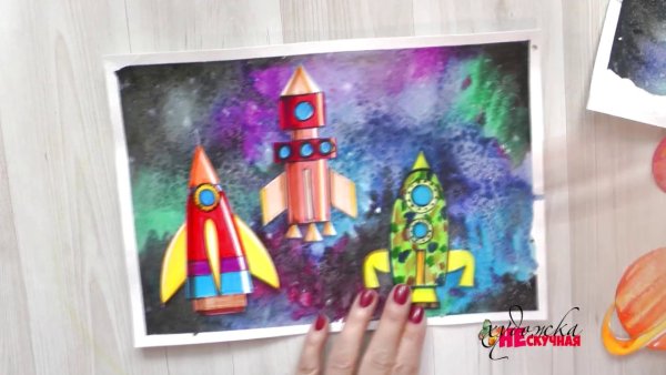 Ракета рисунок фломастерами