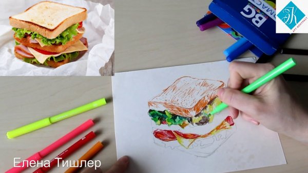 Рисунки маркерами бутерброды