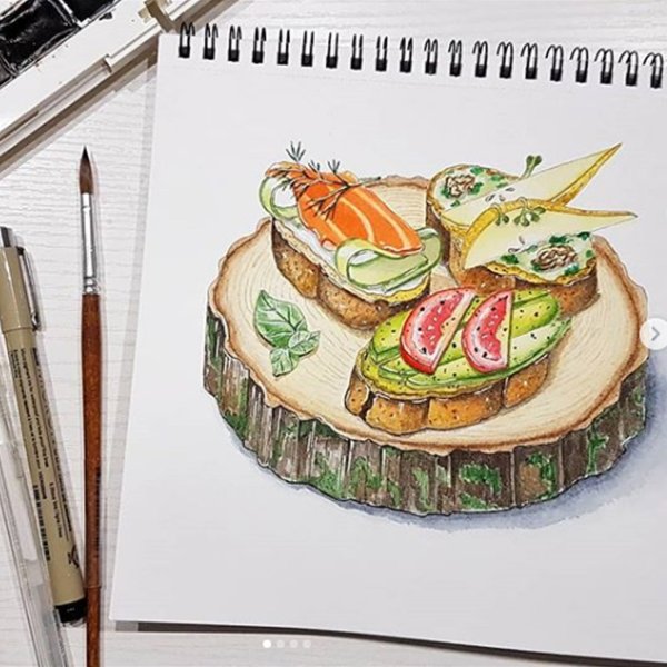 Рисунки маркерами еда