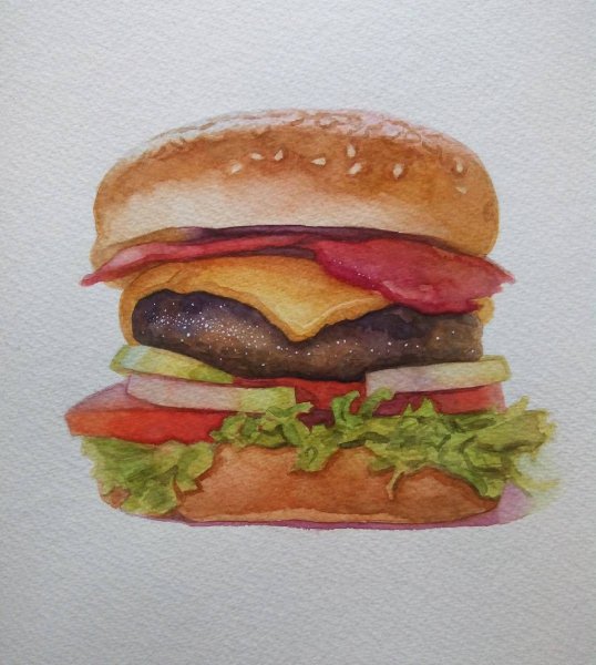 Гамбургер акварелью