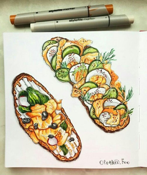 Рисунки маркерами блюда