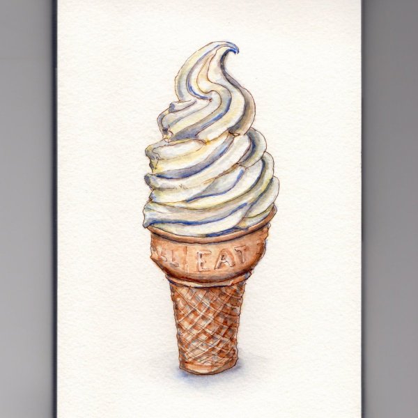Мороженое акварелью на белом фоне